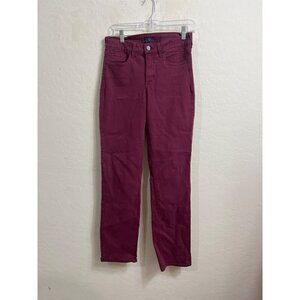 NYDJ Not Your Daughter's Jeans Sz 6 Straight Cut Crystal Embellished Maroon Jean